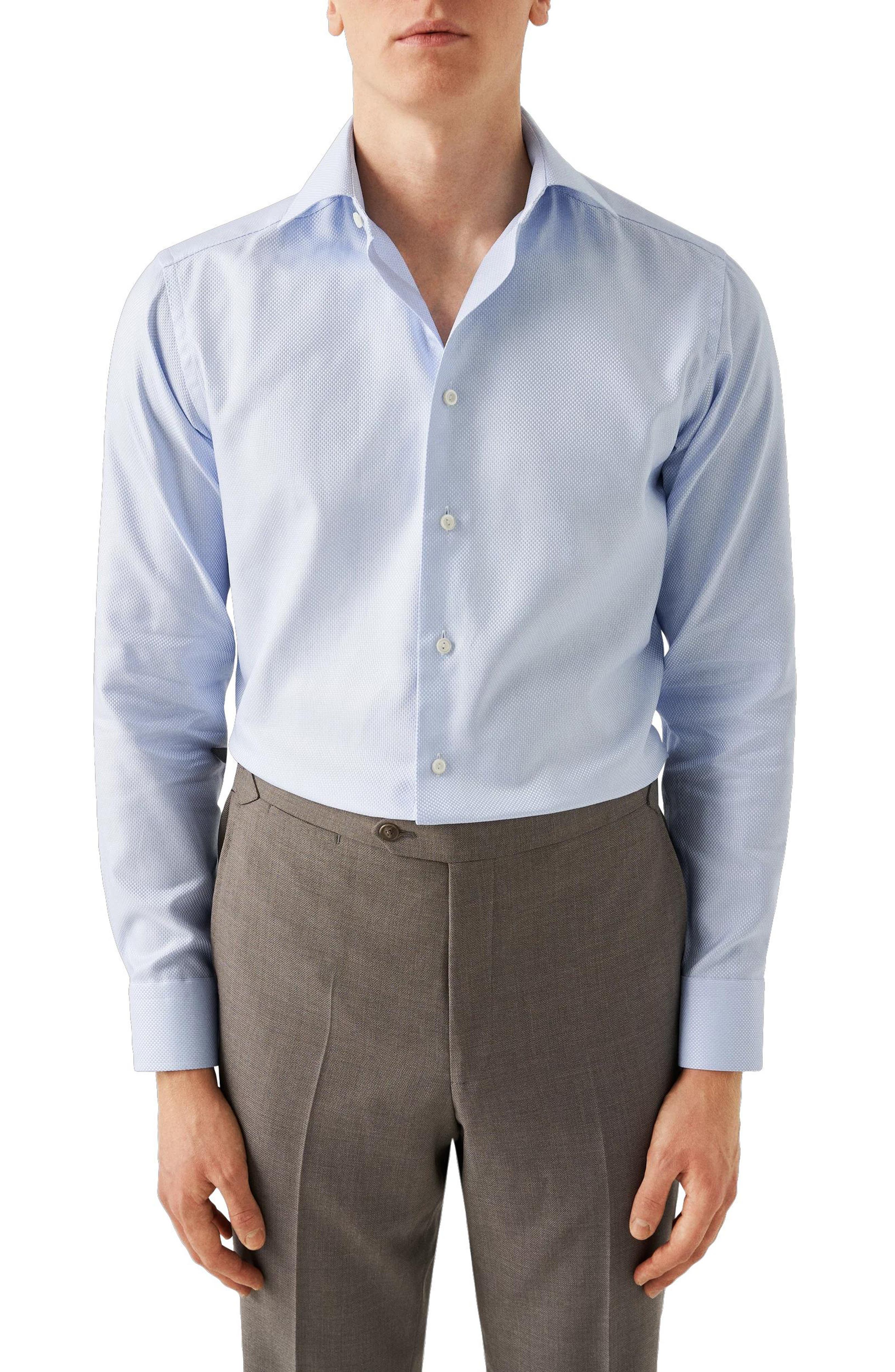 Eton Contemporary Fit Textured Blue Dress Shirt