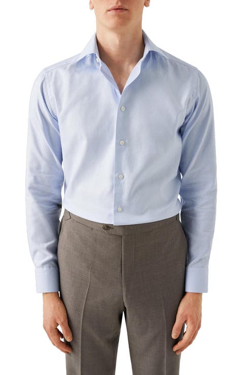 Contemporary Fit Textured Blue Dress Shirt (Regular & Big)