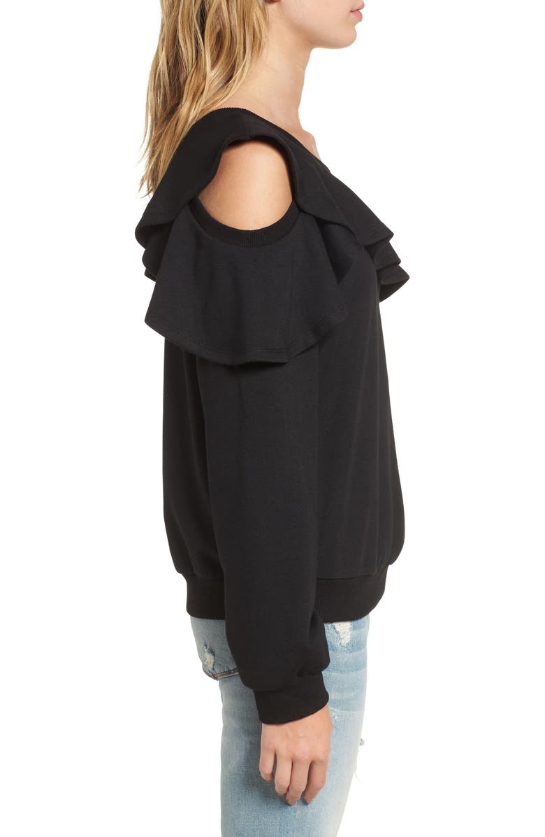 All in Favor One-Shoulder Ruffle Sweatshirt, Alternate, color, 