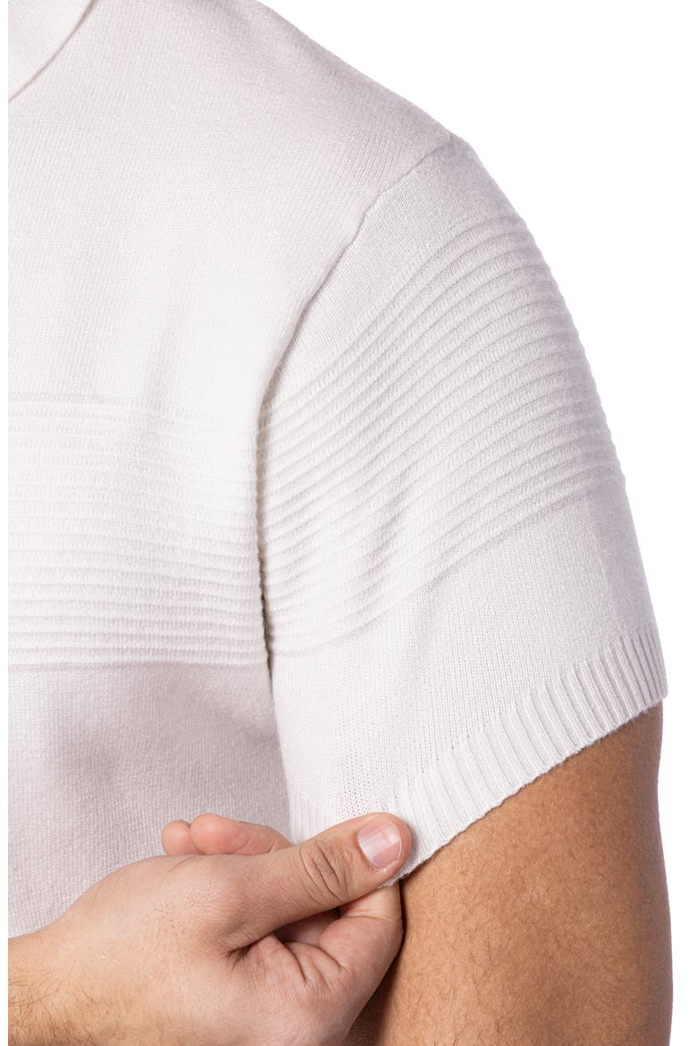 Ottoman Accent Short Sleeve Half-Zip Sweater, Alternate, color, WHITE