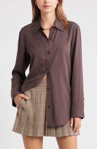 Relaxed Fit Long Sleeve Button-Up Shirt