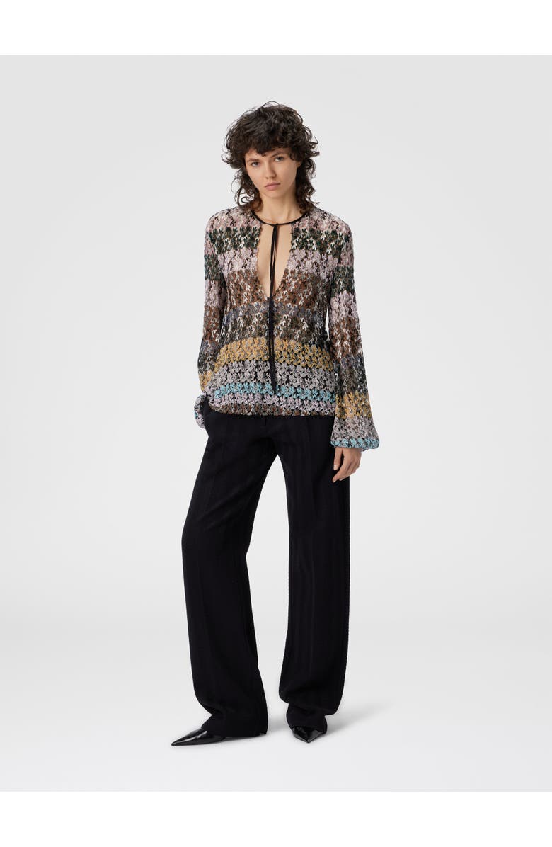 Missoni Crew Neck Blouse In Embroidered Lace, Alternate, color, Multicoloured