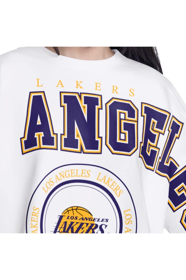 Women's G-III 4Her by Carl Banks  White Los Angeles Lakers Bleachers Cropped French Terry Sweatshirt, Alternate, color, White