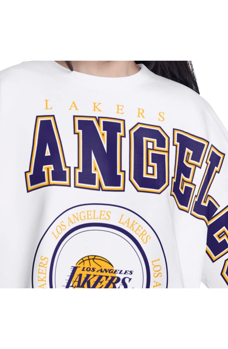 G-III 4HER BY CARL BANKS Women's G-III 4Her by Carl Banks  White Los Angeles Lakers Bleachers Cropped French Terry Sweatshirt, Alternate, color, White