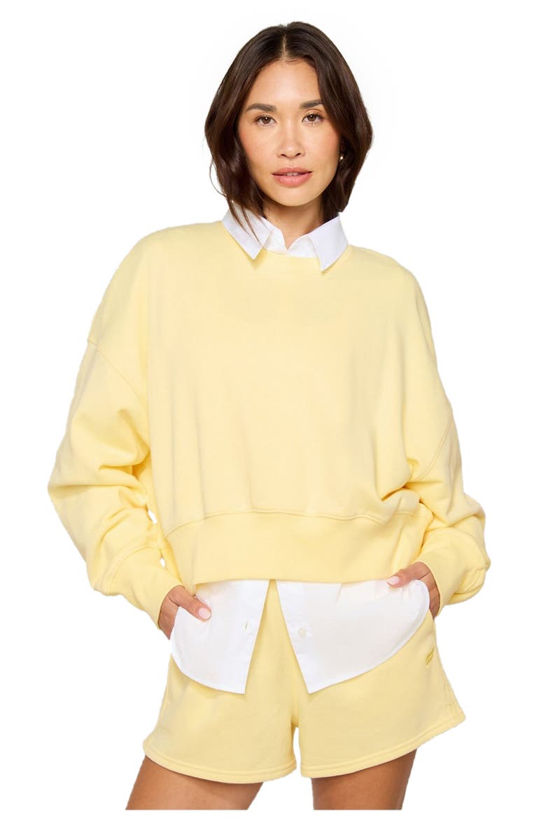 Year Round Terry Crew Neck Sweatshirt, Main, color, Butter