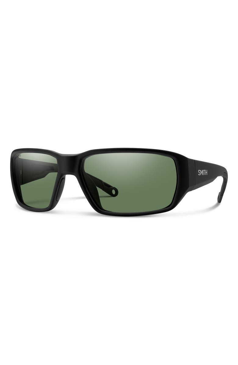 Smith Hookset 62mm ChromaPop<sup>™</sup> Polarized Oversize Wraparound Sunglasses, Alternate, color, Black / Chromapop Gray Green