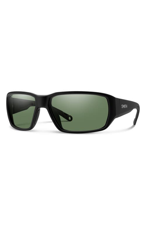 Smith Hookset 62mm Chromapop™ Polarized Oversize Wraparound Sunglasses In Black/chromapop Gray Green