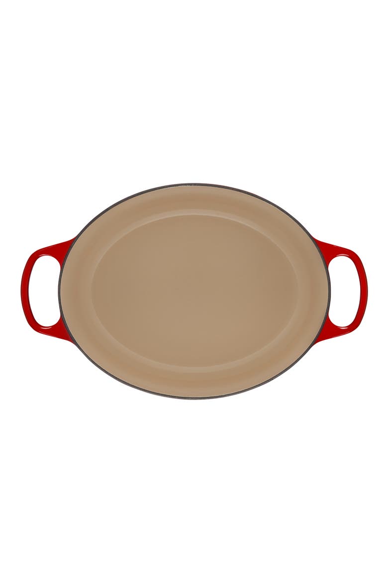 Signature 6.75-Quart Oval Enamel Cast Iron French/Dutch Oven with Lid, Alternate, color, CERISE