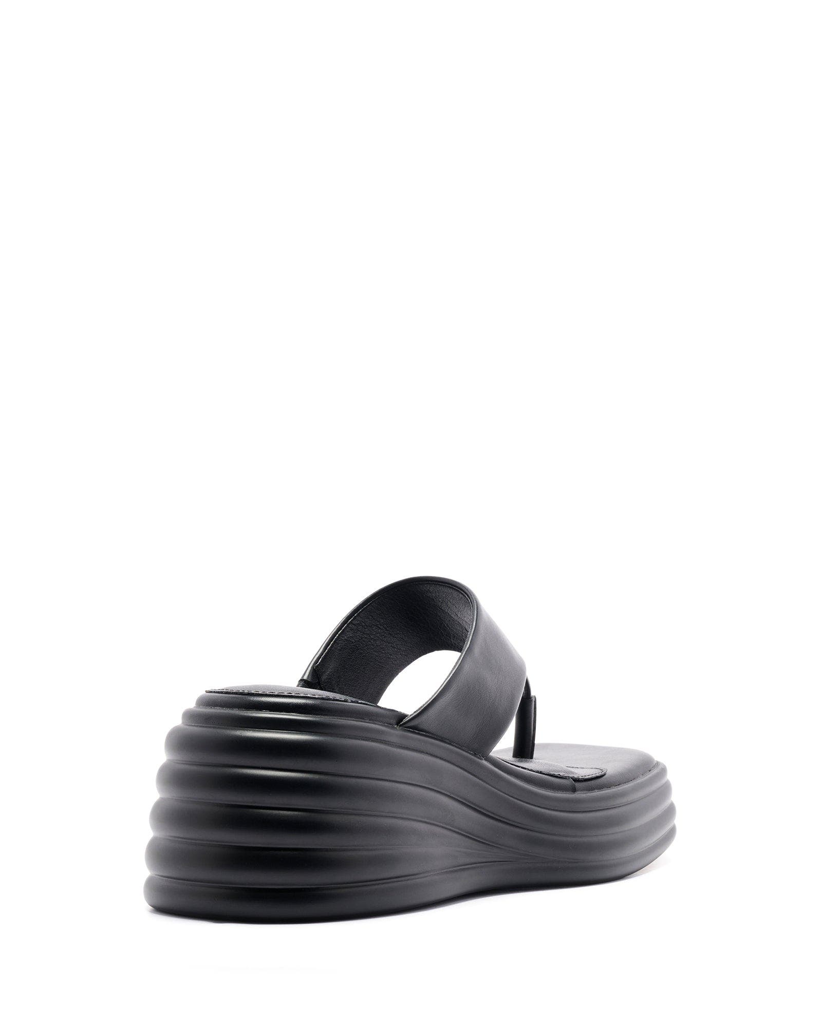 Therapy Australia FRAME square toe Wedge Sandal, Alternate, color, Black Smooth Pu