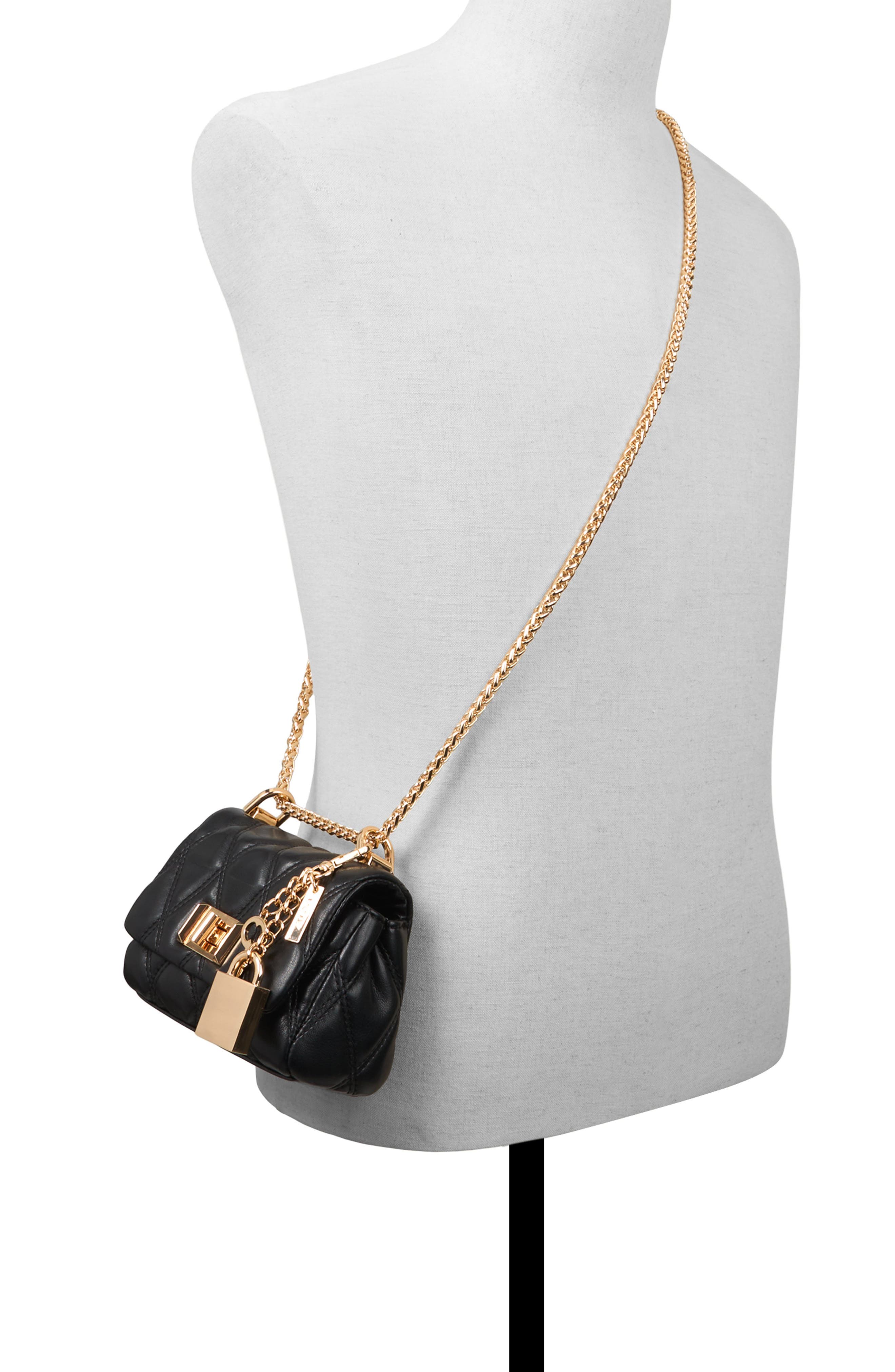 ALDO Miablackk Quilted Faux Leather Convertible Crossbody Bag, Alternate, color, 