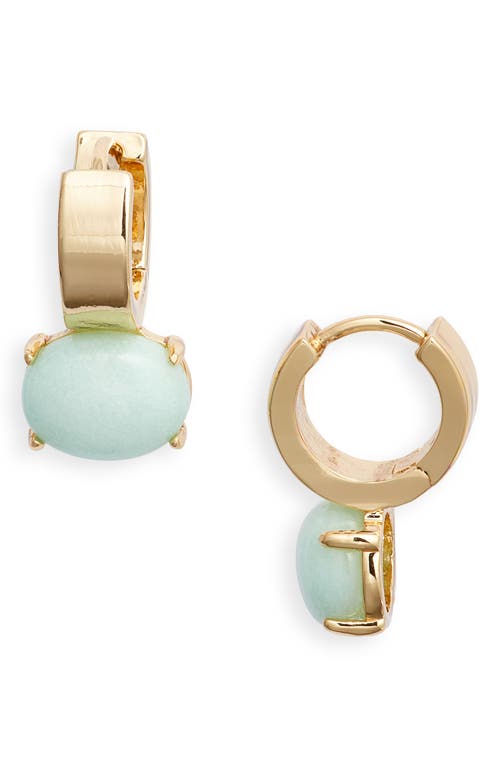 Nordstrom Crystal Drop Huggie Hoop Earrings In Aqua Jade- Gold