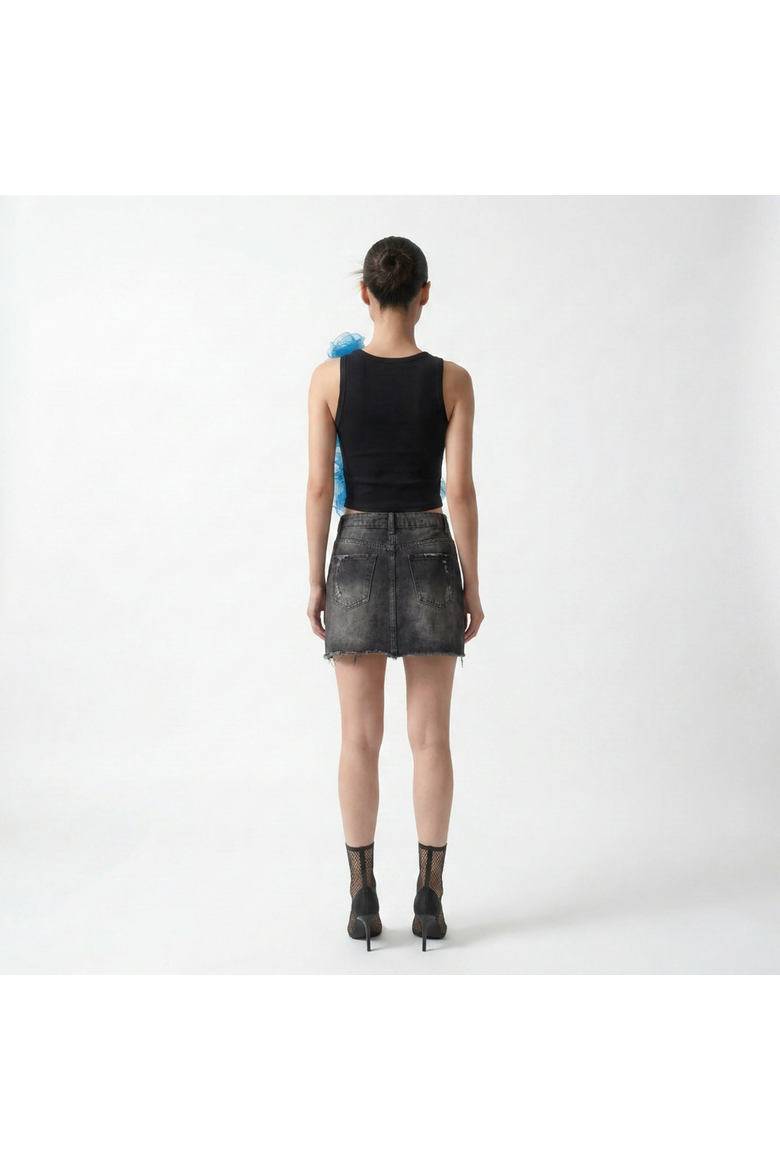 Floral Applique Tank Top, Alternate, color, Black