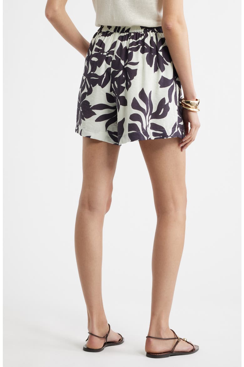 Floral Print High Waist Shorts, Alternate, color, IVORY- BURGUNDY SPACIAL BLOOM