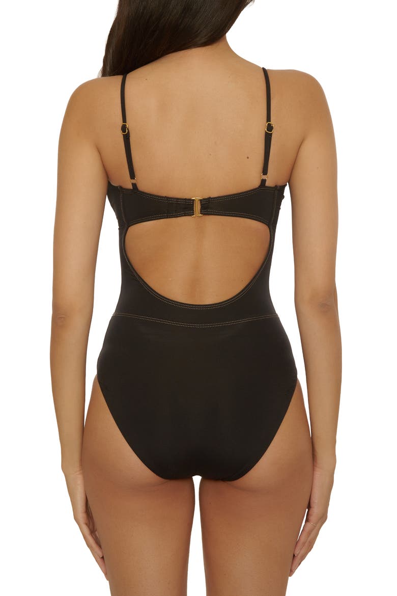 Halter One-Piece Swimsuit, Alternate, color, BLACK