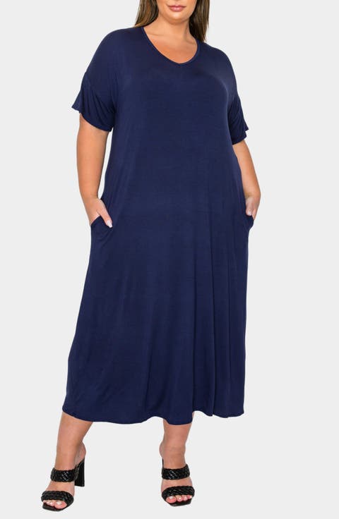 Olivia Short Sleeve Midi Dress (Plus)