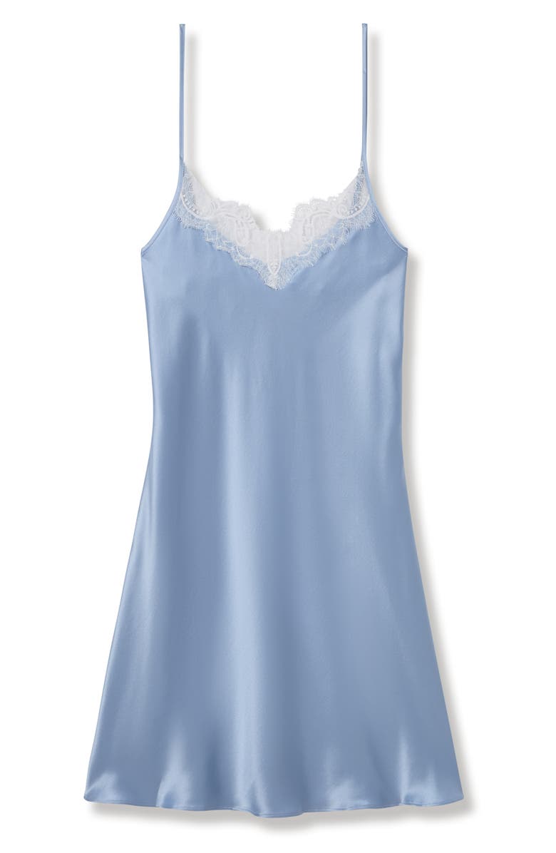 Petite Plume Periwinkle Lace Mulberry Silk Nightgown, Alternate, color, 