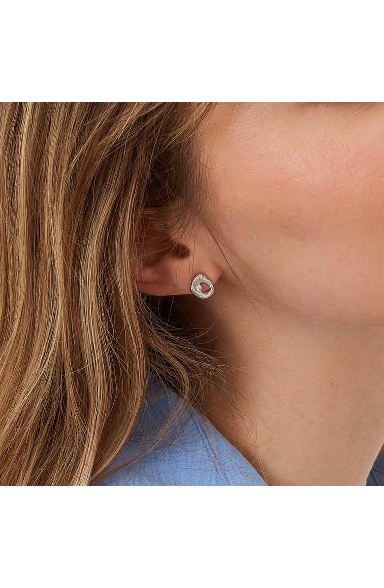 Spero London Dripping Molten Natural Textured Sterling Silver Authentic Earrings, Alternate, color, Silver