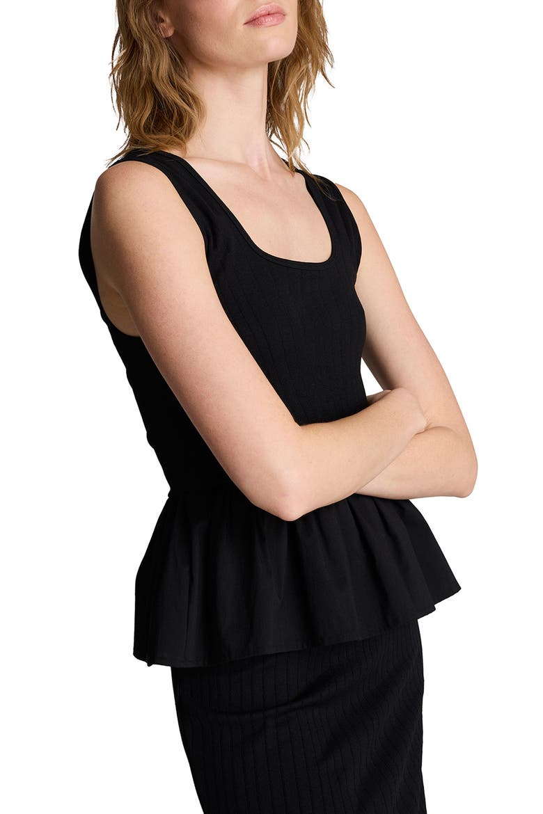 Seamless Peplum Tank, Alternate, color, BLACK
