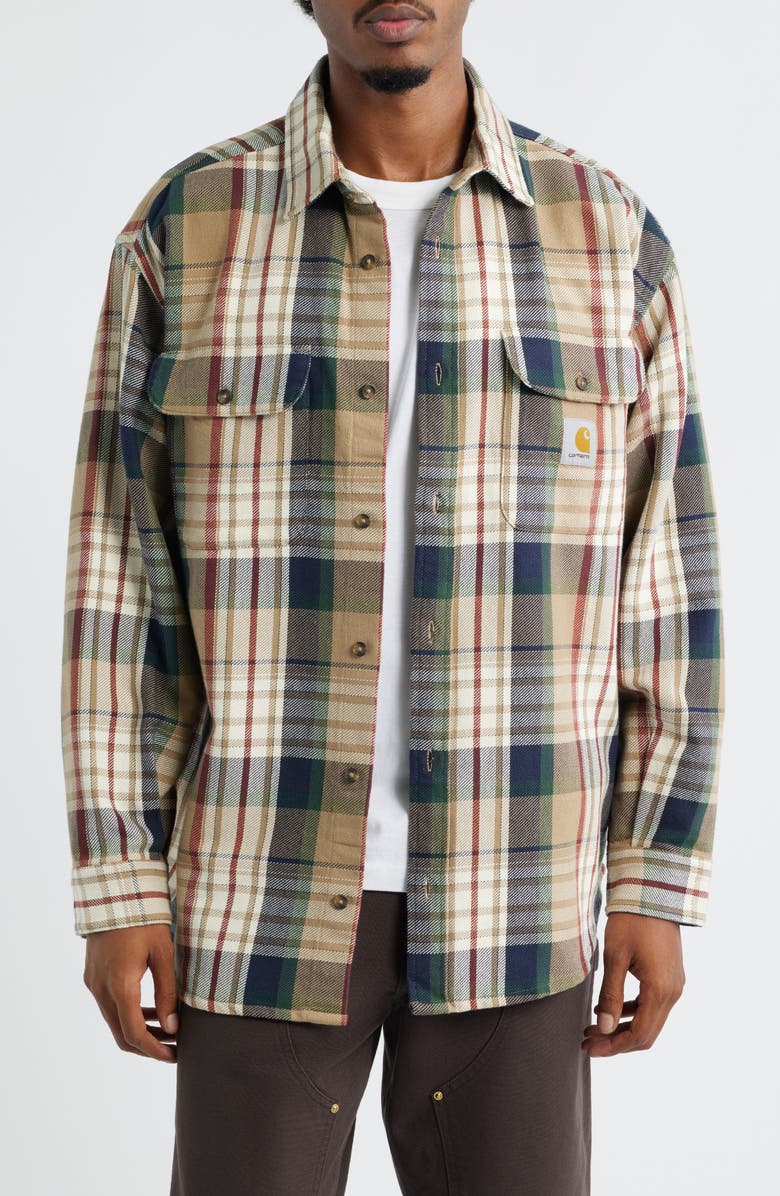Carhartt Work In Progress Tamblyn Plaid Cotton Flannel Button-Up Shirt, Main, color,