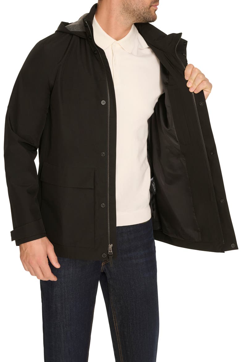 Water Resistant Hooded Windbreaker, Alternate, color, BLACK