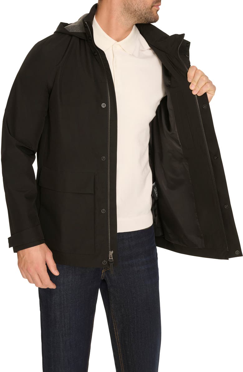 Cole Haan Water Resistant Hooded Windbreaker, Alternate, color, Black