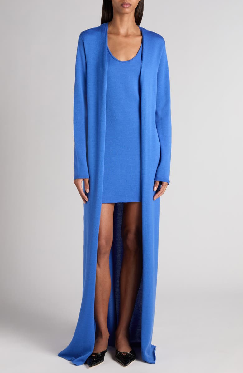 TOM FORD Seamless Long Merino Wool Blend Cardigan, Alternate, color, Porcelain Blue