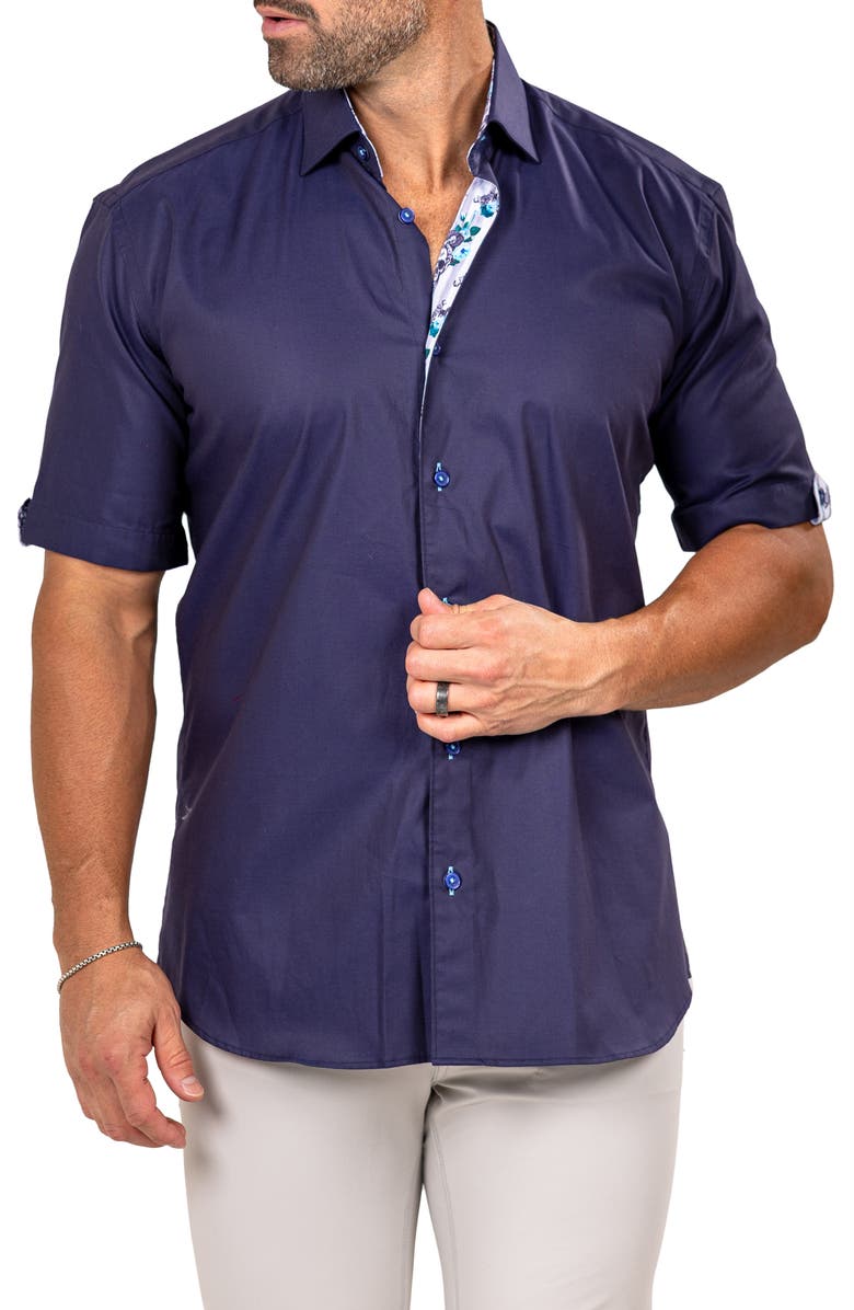 Maceoo Galileo Marty Short Sleeve Cotton Button-Up Shirt, Alternate, color, 