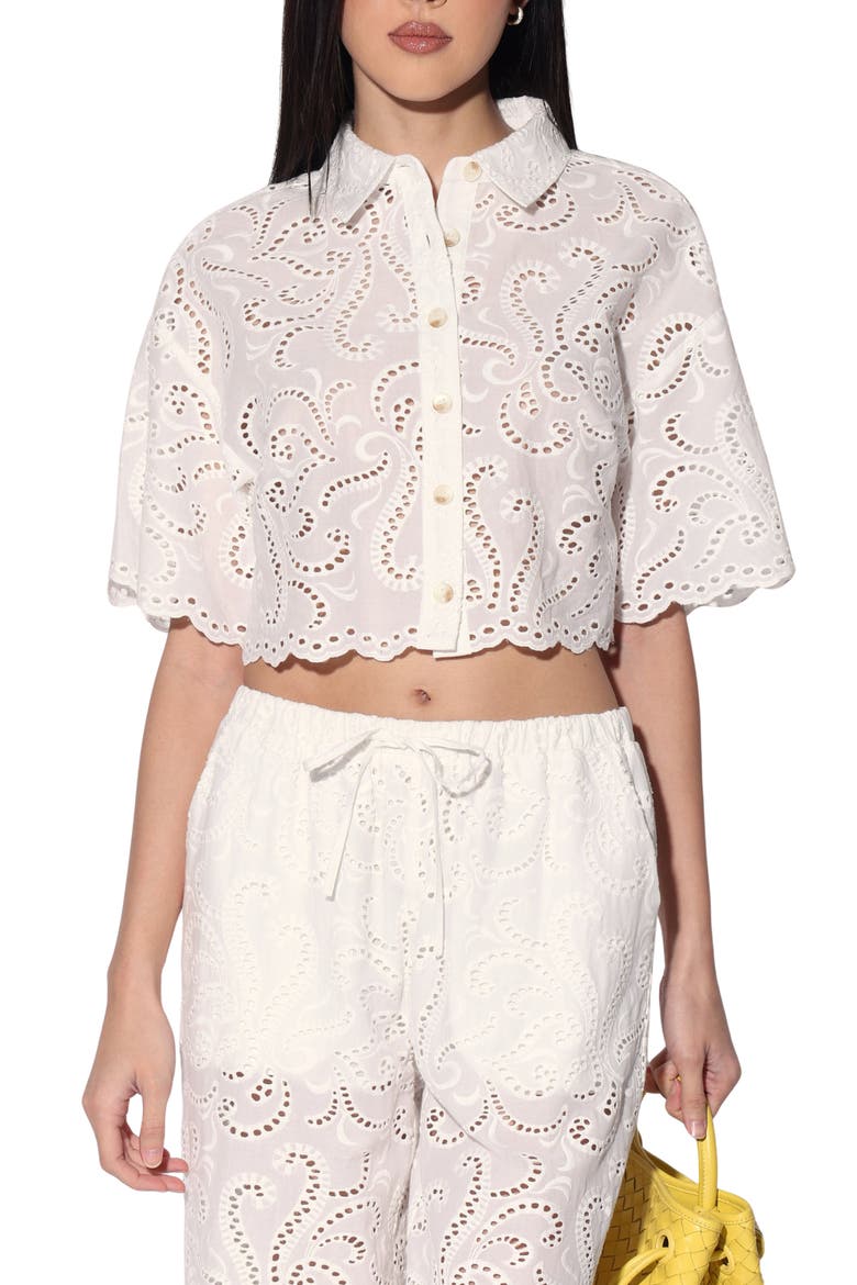 Cindy Eyelet Cropped Top, Main, color, WHITE