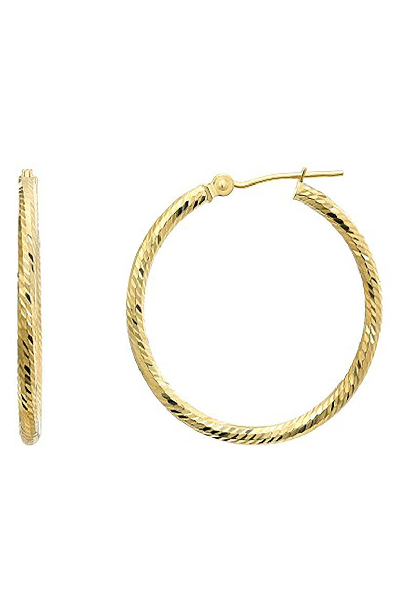 CANDELA JEWELRY 14K Yellow Gold Textured Hoop Earrings, Main, color, Gold