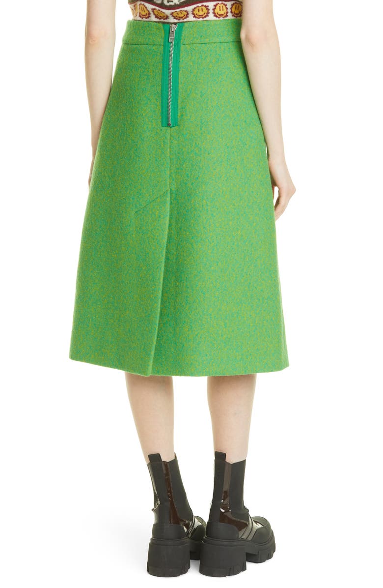 Ganni A-Line Recycled Wool Midi Skirt, Alternate, color,