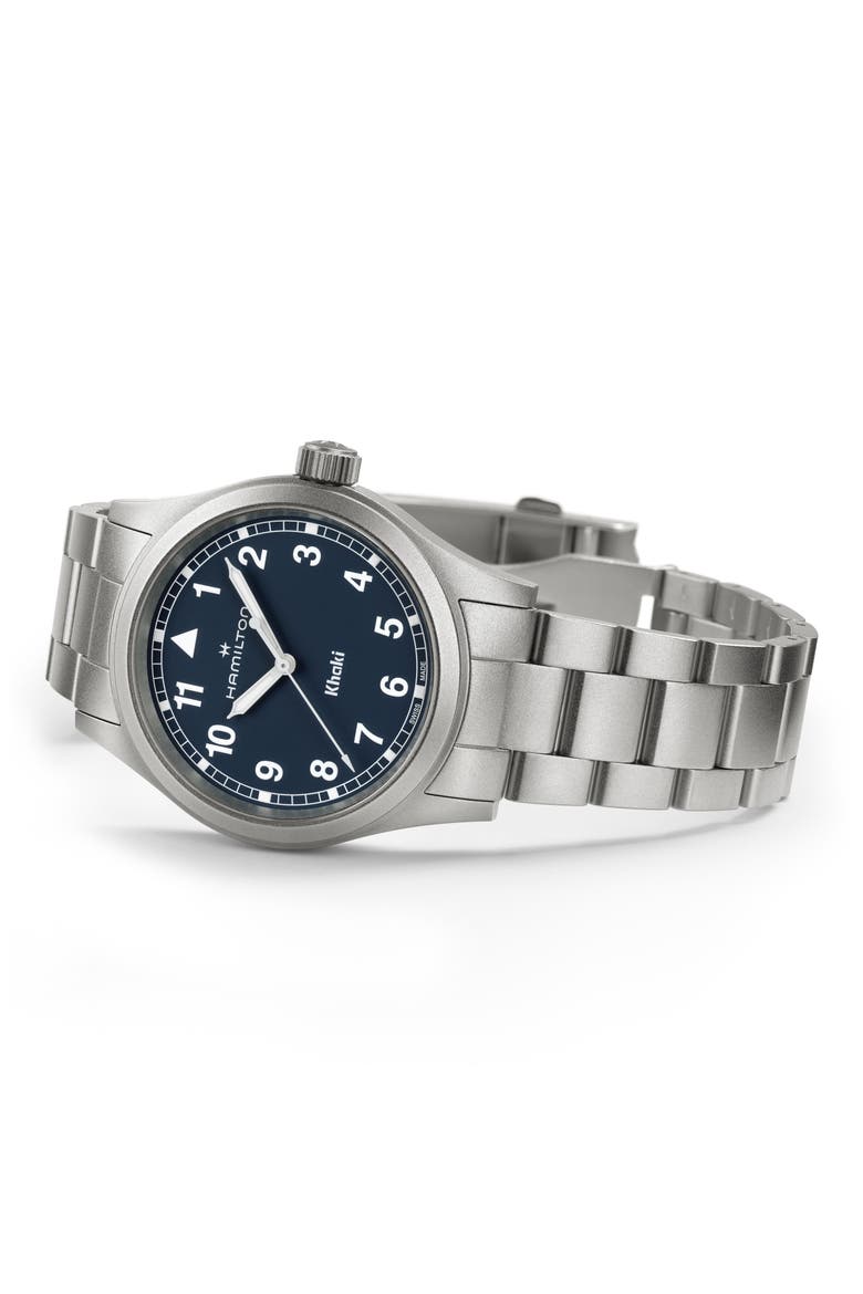 Khaki Field Bracelet Watch, 38mm, Alternate, color, BLUE