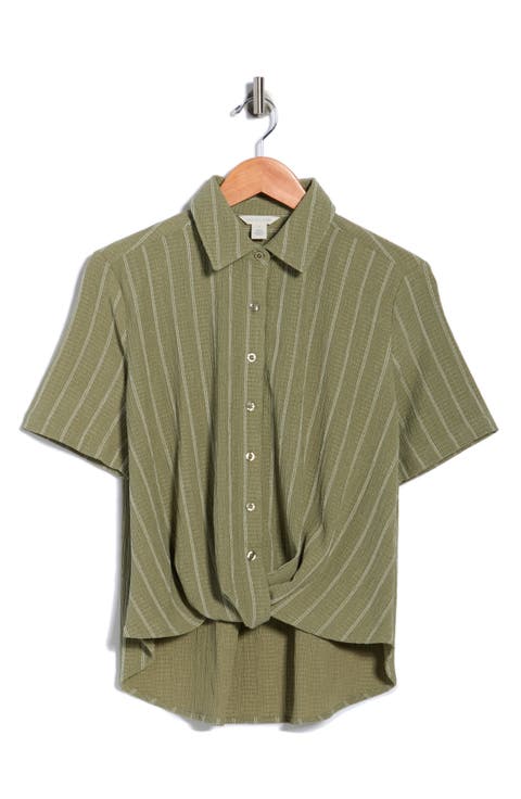 Twist Front Short Sleeve Shirt