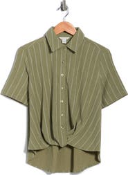 Caslon® Twist Front Short Sleeve Shirt