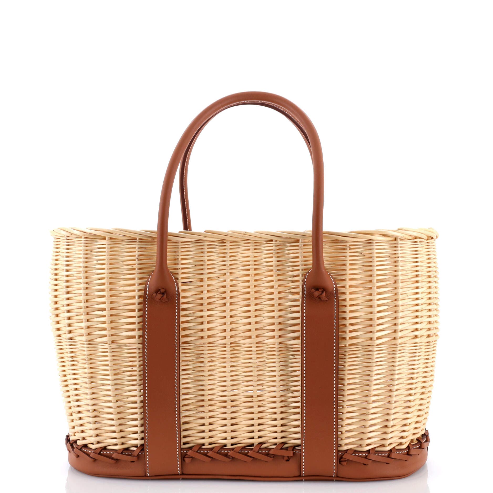 Pre-Owned Hermes Picnic Garden Party Tote Wicker and Leather, Main, color, 