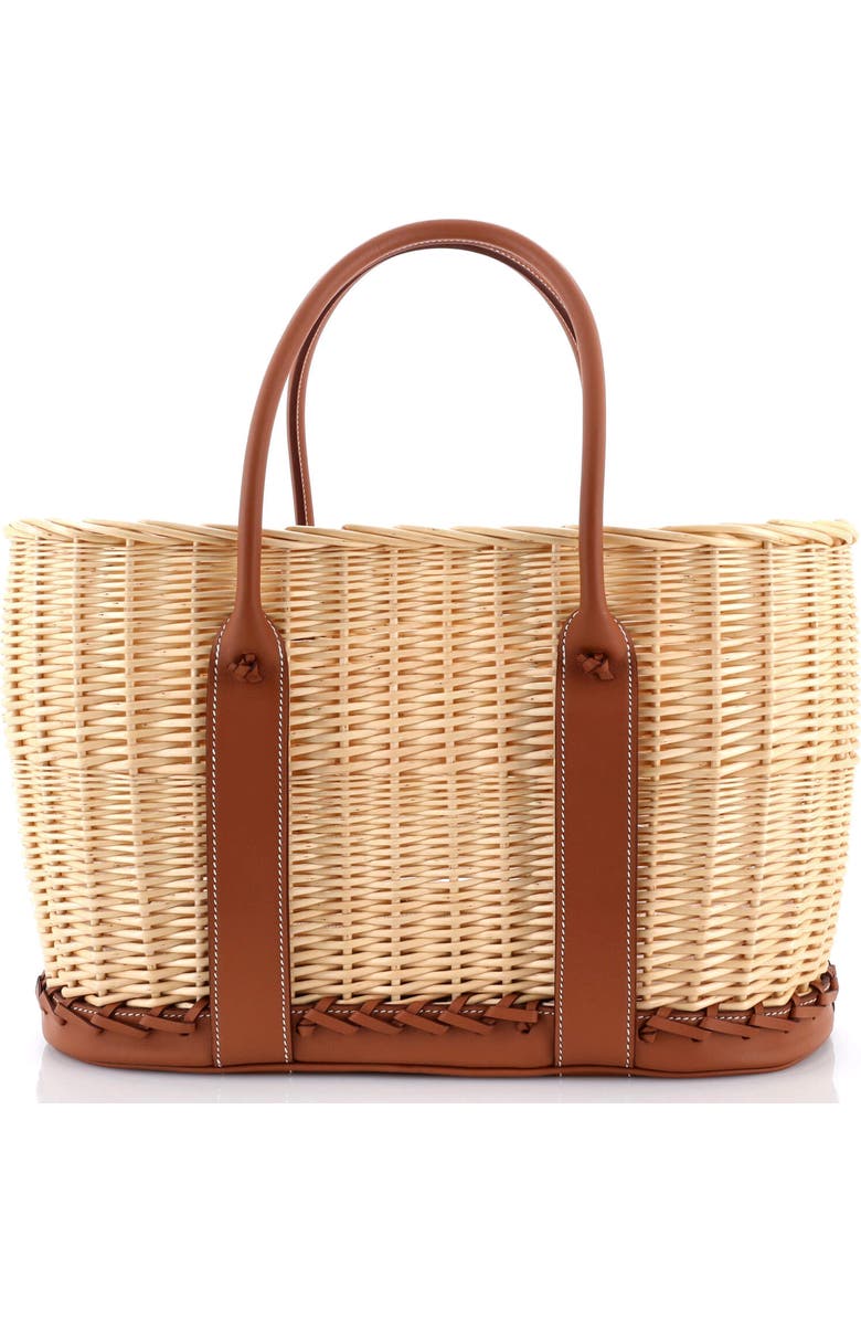 Pre-Owned Hermes Picnic Garden Party Tote Wicker and Leather, Main, color, Gold