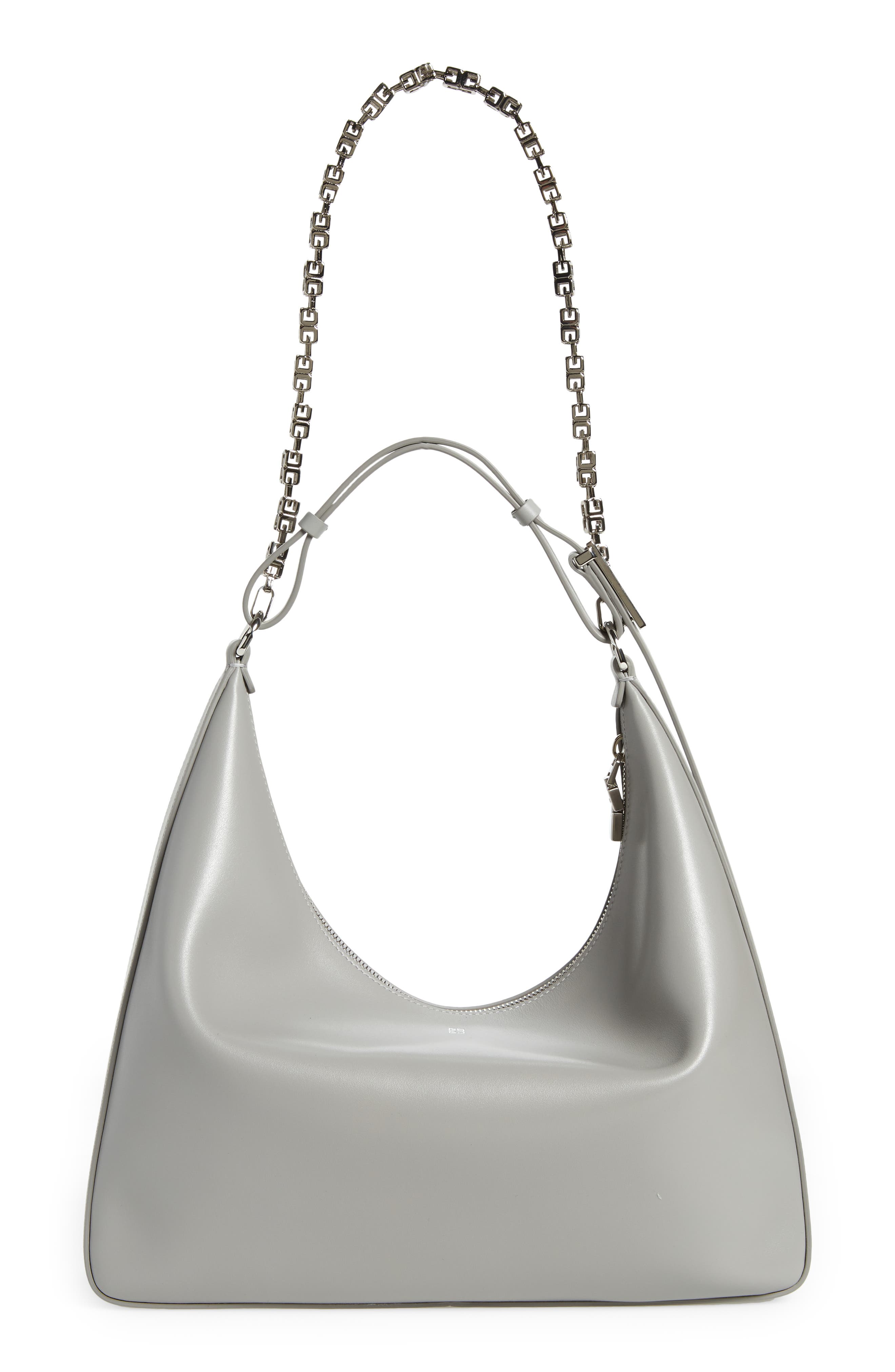 Small Moon Cut Out Leather Hobo Bag, Alternate, color, 057-CLOUD GREY