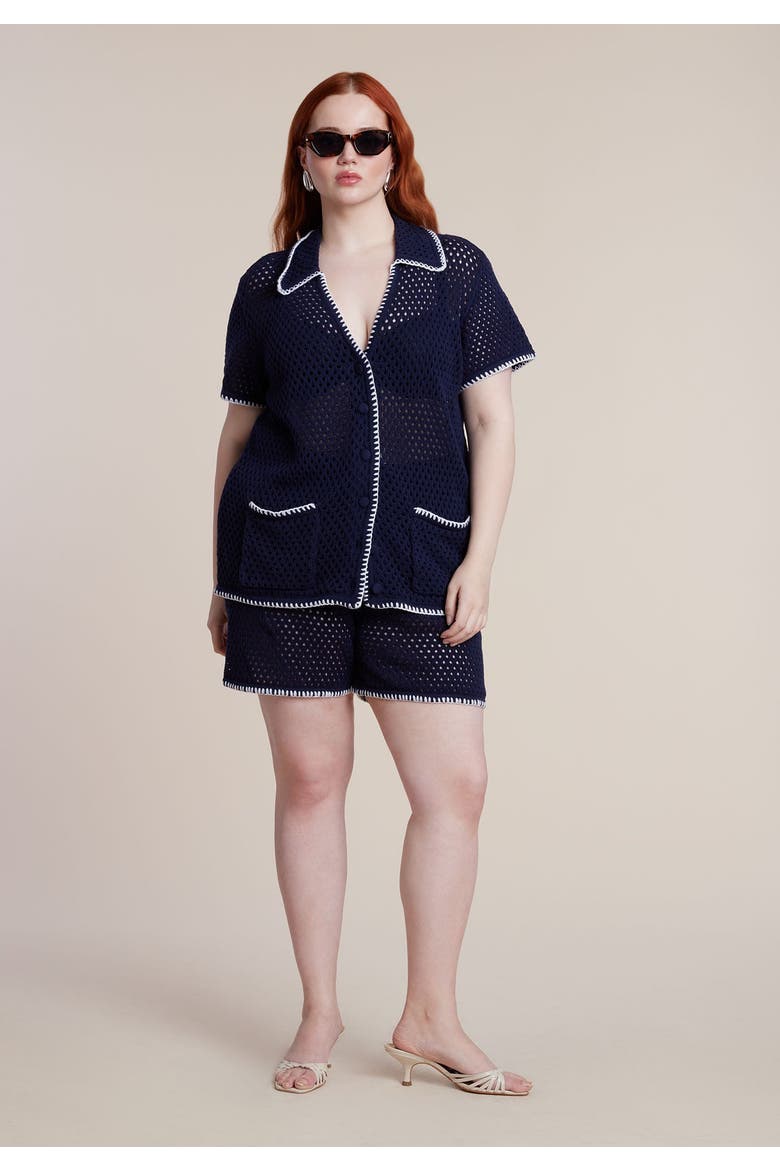 Crochet Knitted Short, Alternate, color, EVENING BLUE