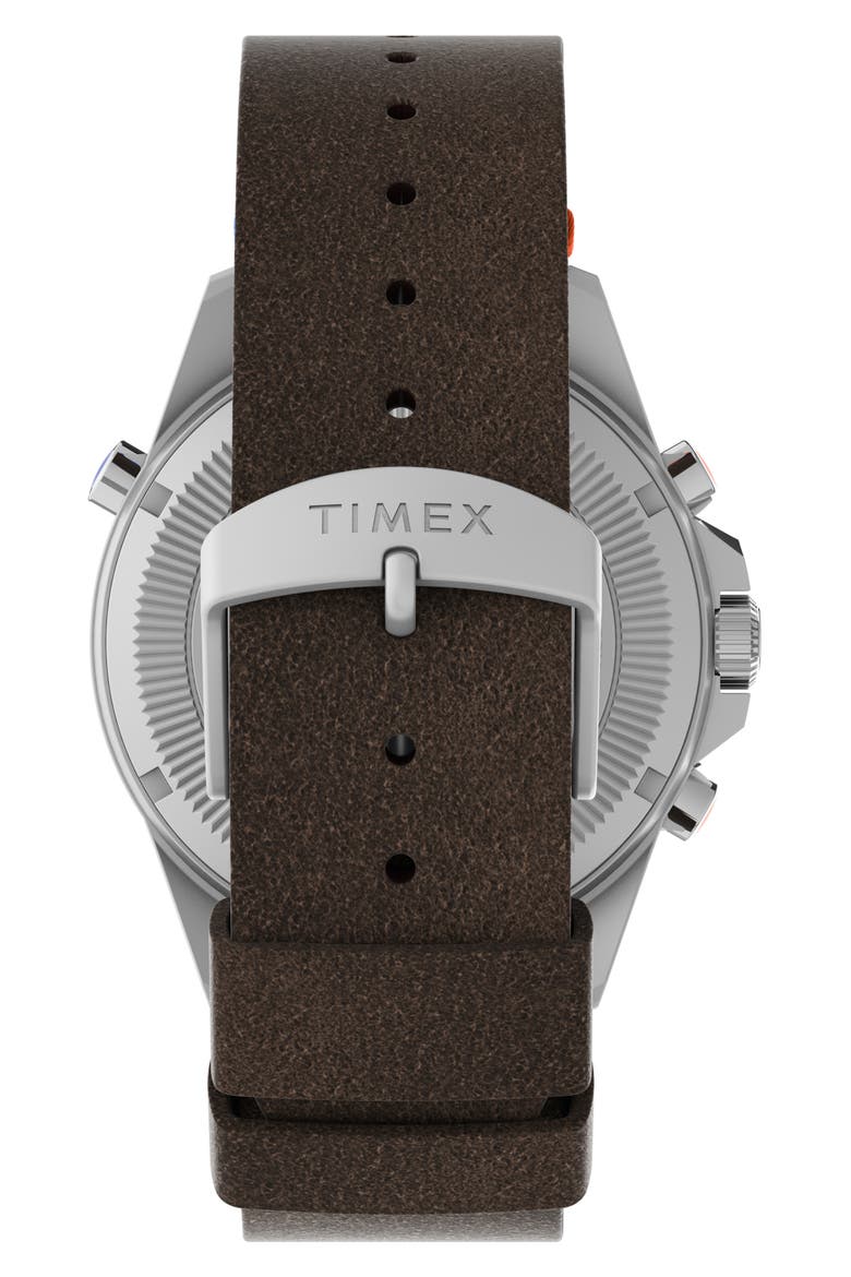 Expedition North® Tide-Temp-Compass Leather Strap Watch, 43mm, Alternate, color, BROWN