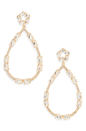 Nordstrom Rack Crystal Open Teardrop Earrings In Gold