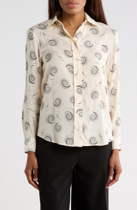 Swirl Twill Button-Up Shirt