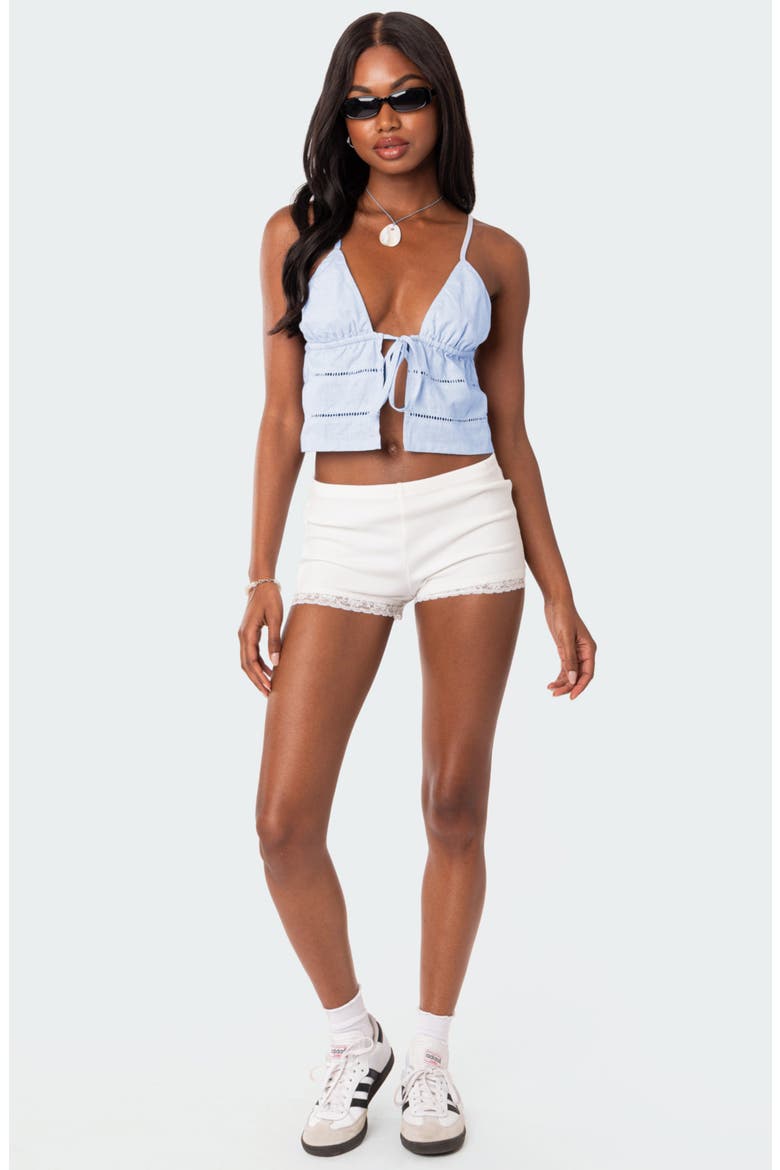Candy Tie Front Cotton Camisole, Alternate, color, BLUE