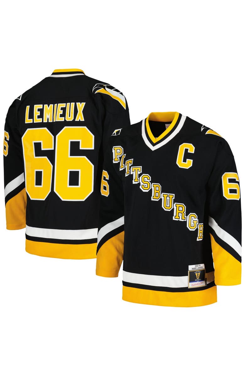 Mitchell & Ness Men's Mitchell & Ness Mario Lemieux Black Pittsburgh Penguins  1992/93 Blue Line Player Jersey, Alternate, color, 