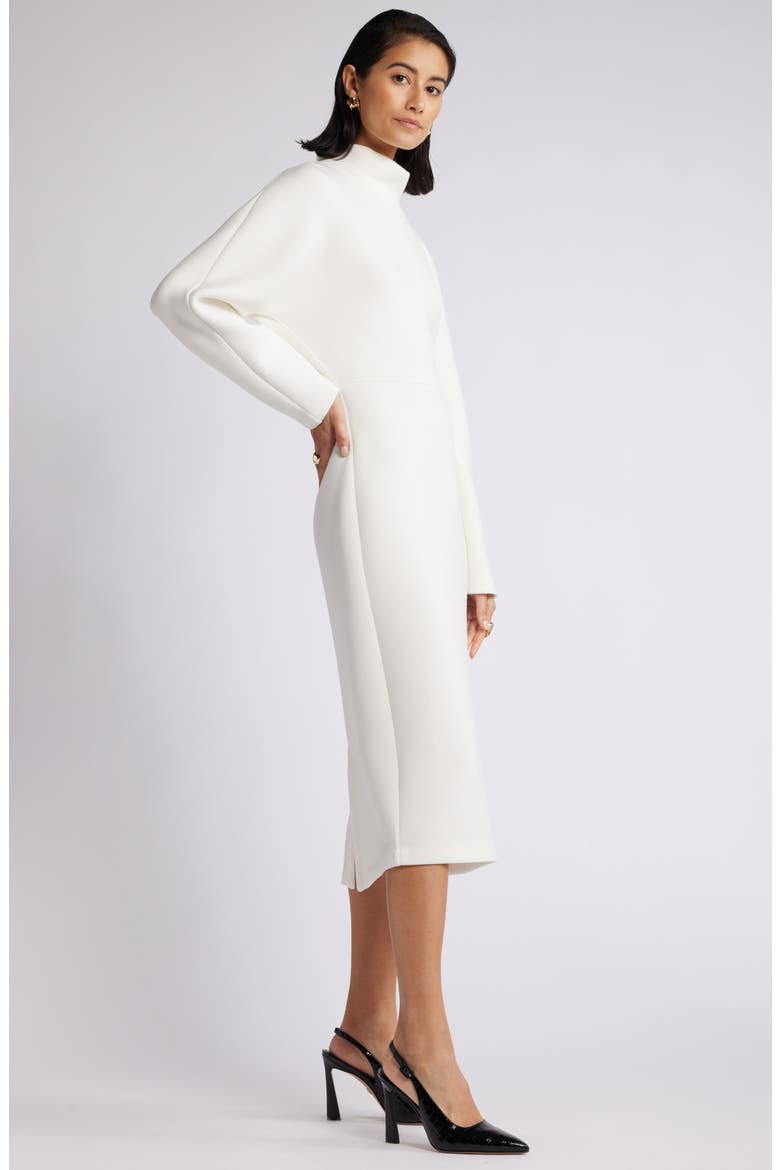 Mock Neck Midi Dress, Alternate, color, IVORY PRISTINE
