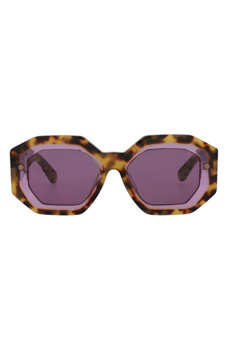 PHILIPP PLEIN 53mm Geometric Sunglasses, Main, color, Havana Havana Violet