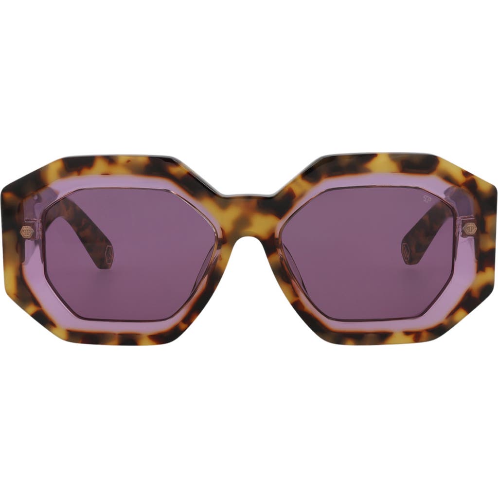 Philipp Plein Tortoiseshell Square-frame Acetate Sunglasses With Saddle Nose Bridge In Brown