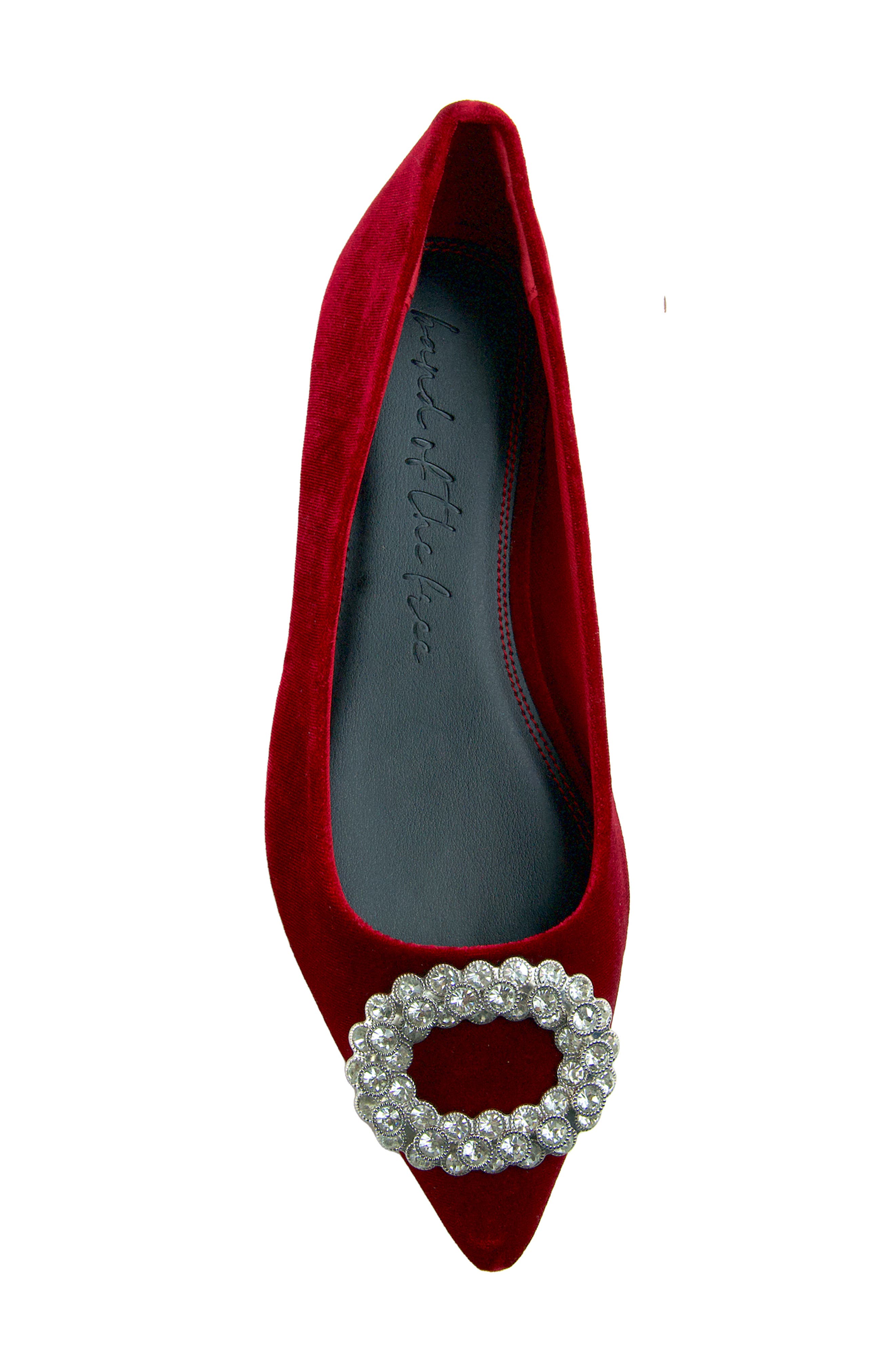 Blossom Velvet Flat, Alternate, color, RED