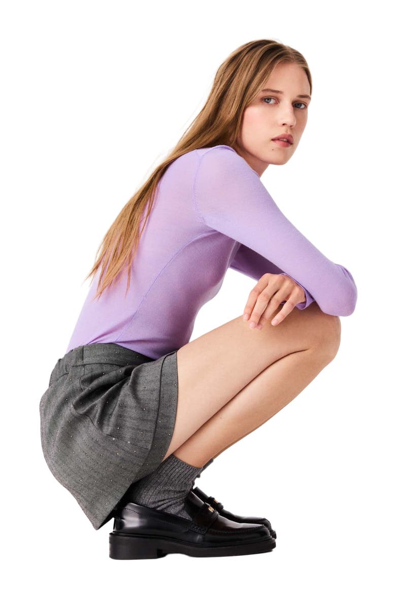 Rhinestone tailored skort, Alternate, color, Grey