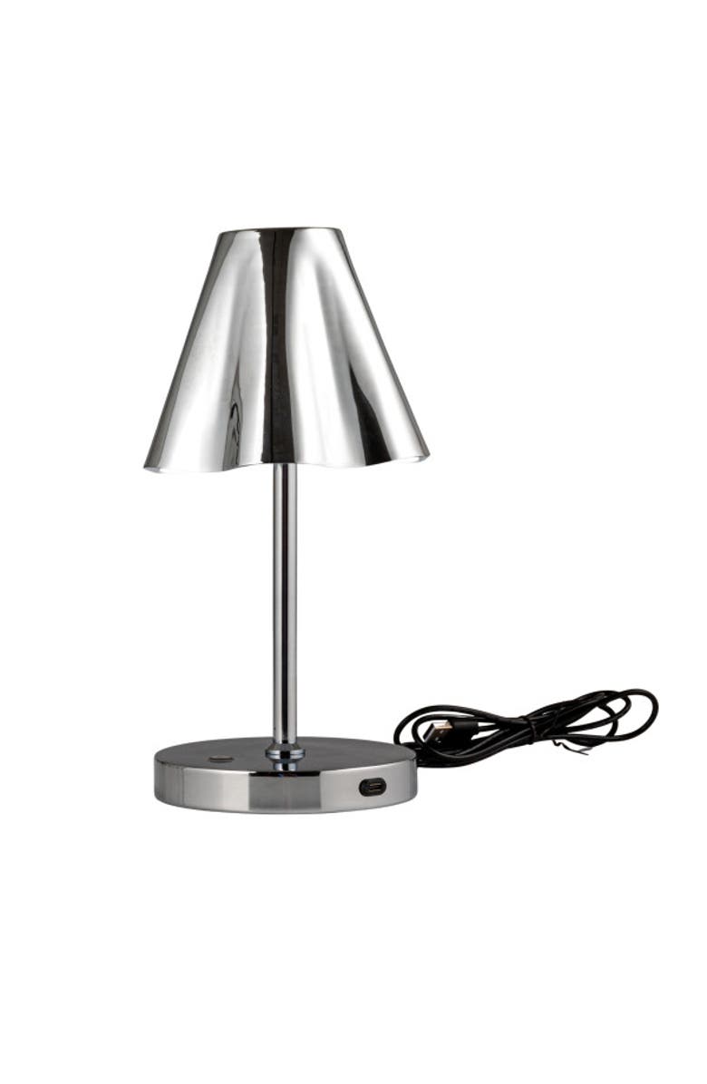 Storied Home Metal LED Rechargeable Table Lamp with Touch Sensor, Silver Finish, Alternate, color, Chrome