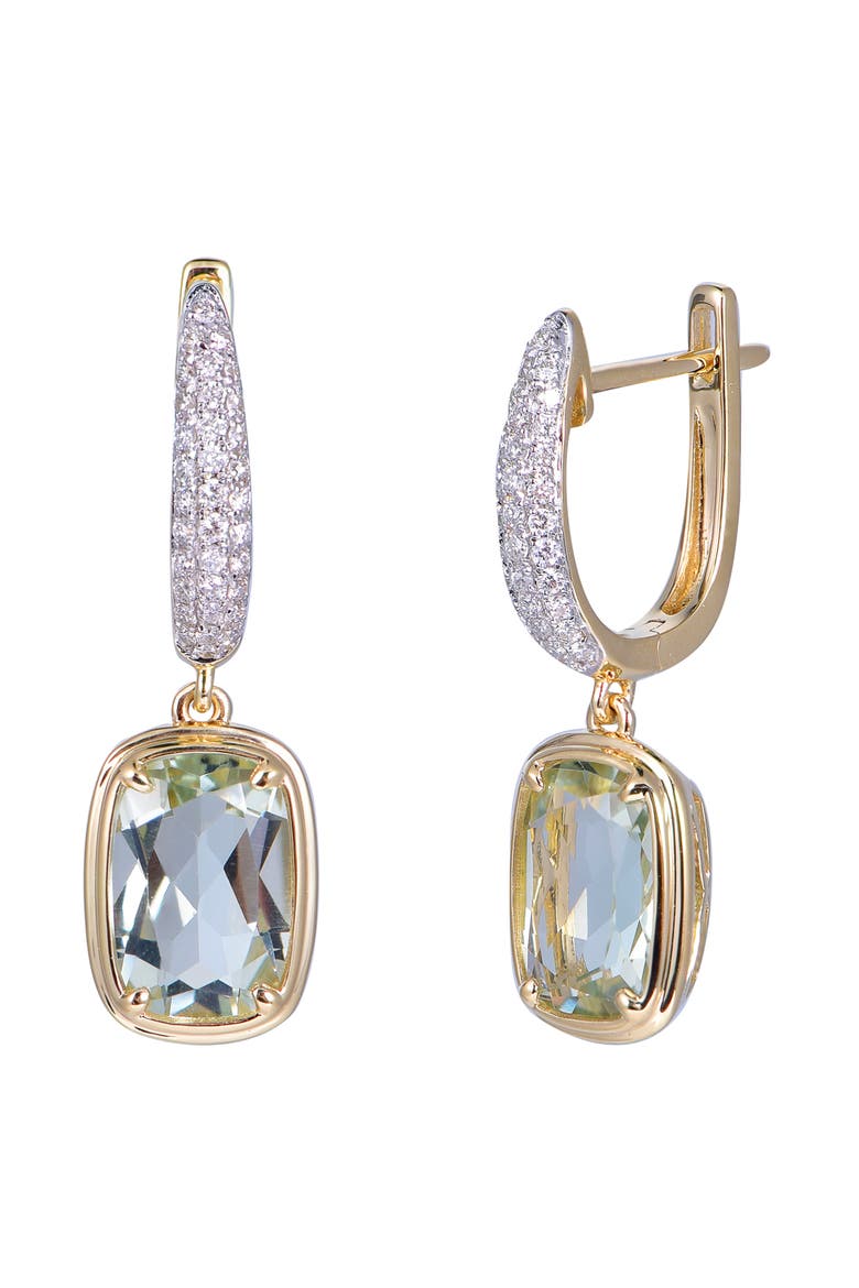 Green Amethyst Earrings with Diamonds, Main, color, Green