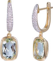 Kahn High Jewelry Green Amethyst Earrings with Diamonds